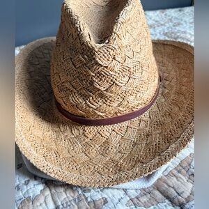 Women's Woven Straw Hat with Brown Band